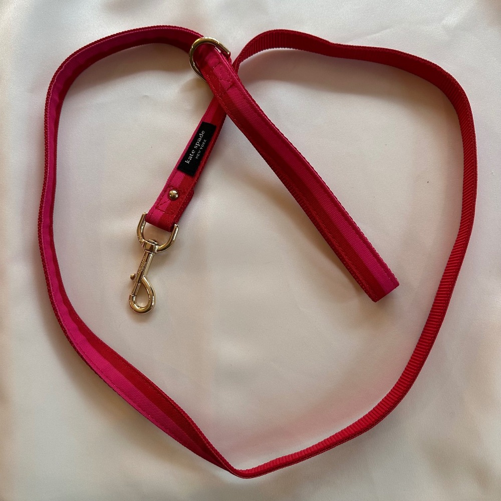 Kate Spade New York Red & Pink Stripe Dog Leash Gold Hardware‎